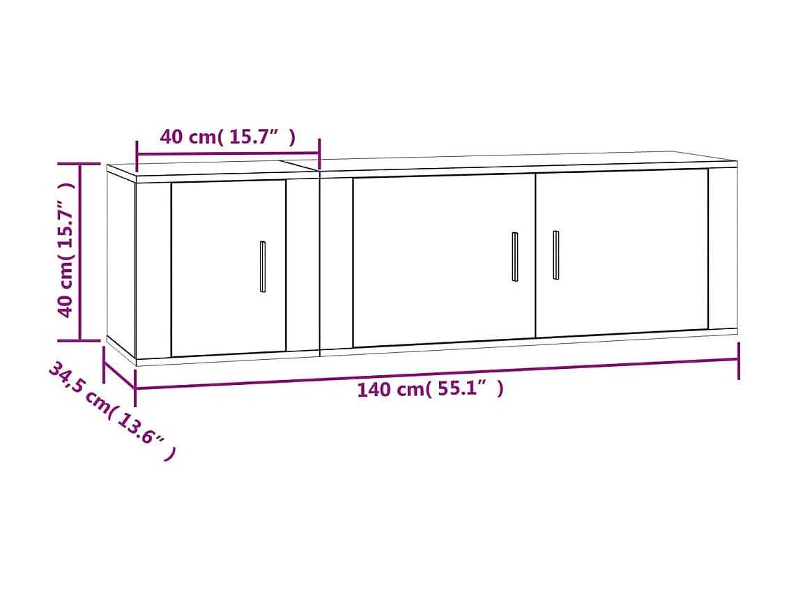 Set di Mobili Porta TV 2 pz Grigio Cemento in Legno Multistrato