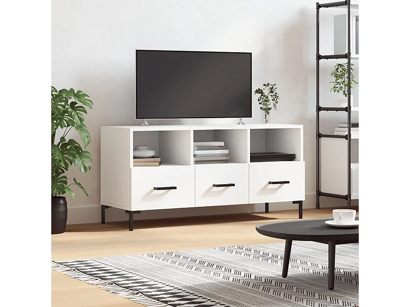 Mobile Porta TV Bianco 102x36x50 cm in Legno Multistrato