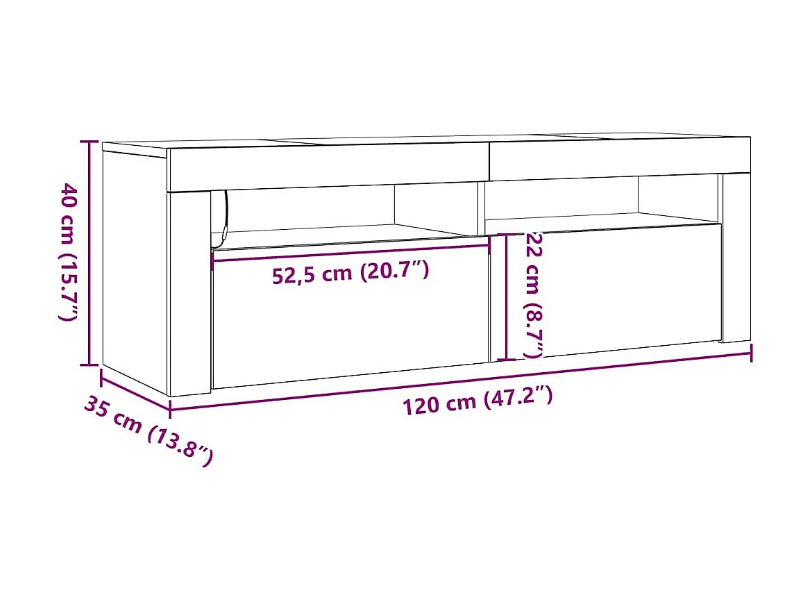 TV-Schrank mit LED-Leuchten Räuchereiche 120x35x40 cm