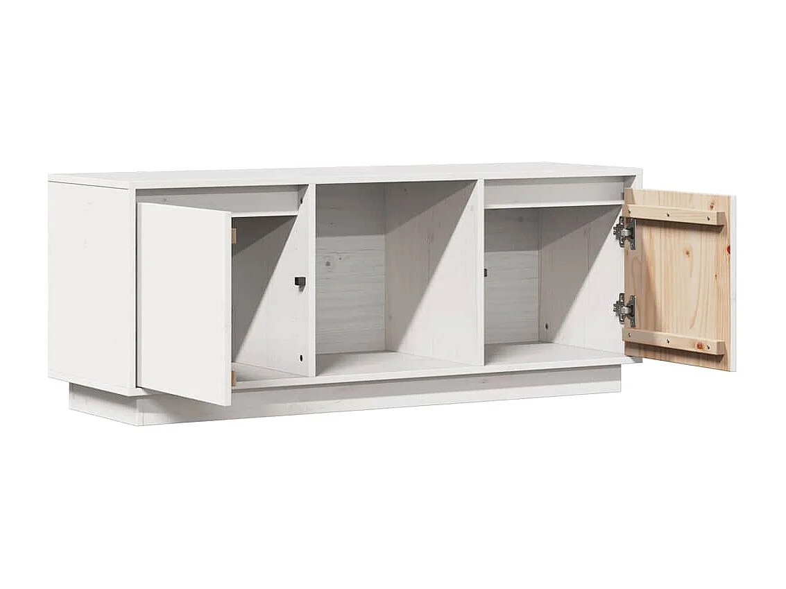 Meuble TV Blanc 110,5x35x44 cm Bois de pin massif