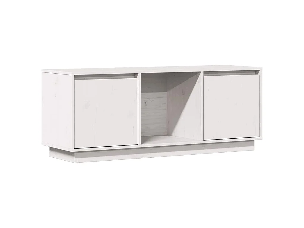 Meuble TV Blanc 110,5x35x44 cm Bois de pin massif