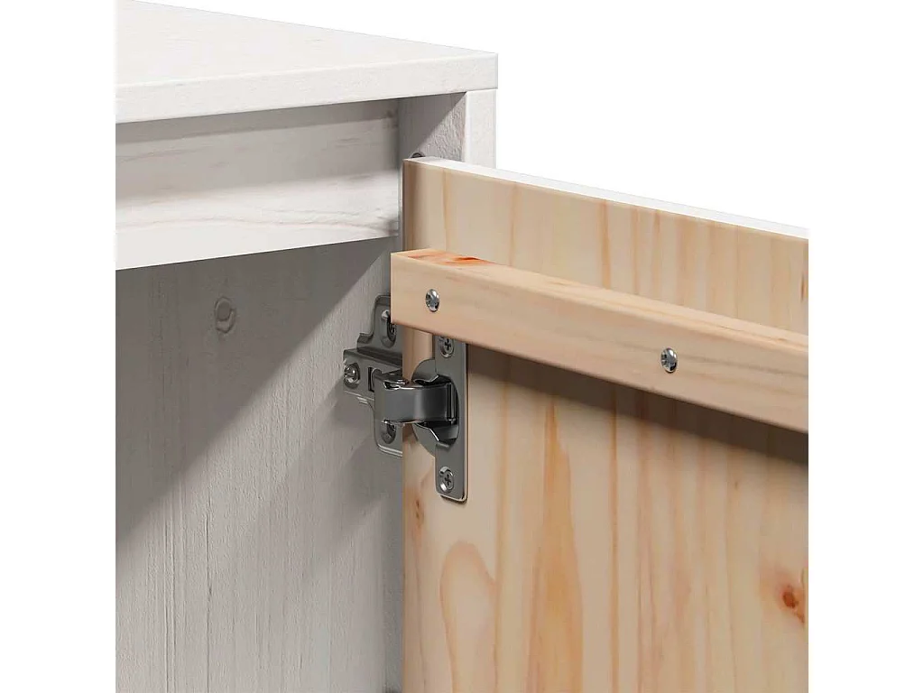Meuble TV Blanc 110,5x35x44 cm Bois de pin massif