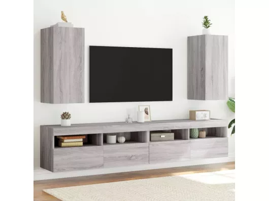 Kauf Unique TV-Wandschränke mit LED-Leuchten 2Stk. Grau Sonoma 30,5x35x70cm