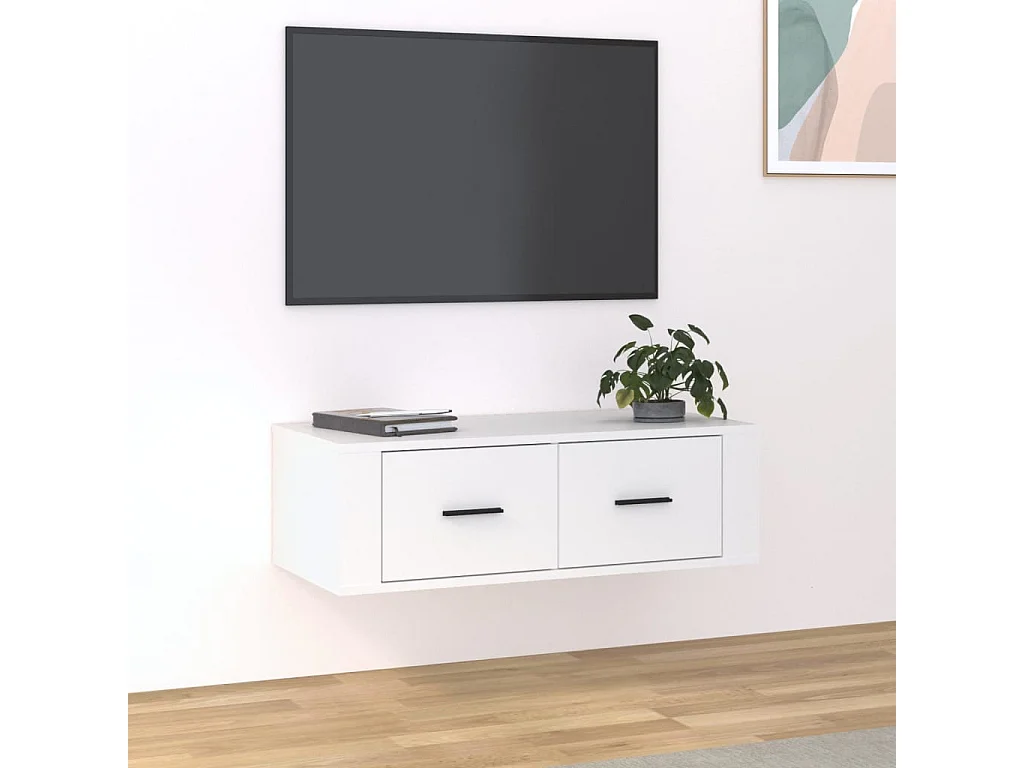 Meuble TV suspendu Blanc 80x36x25 cm Bois d'ingénierie
