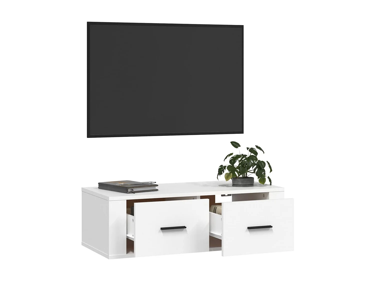 Meuble TV suspendu Blanc 80x36x25 cm Bois d'ingénierie