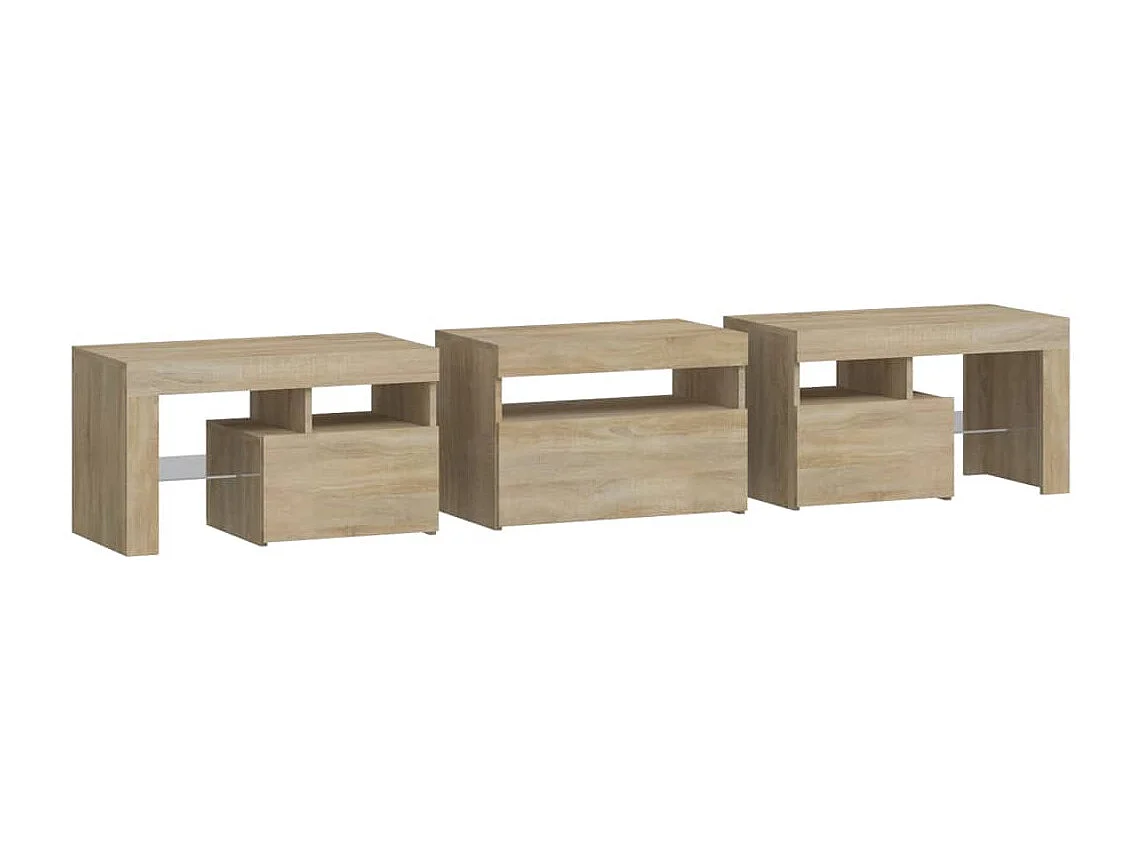 Meuble TV avec lumières LED Chêne sonoma 200x36,5x40 cm