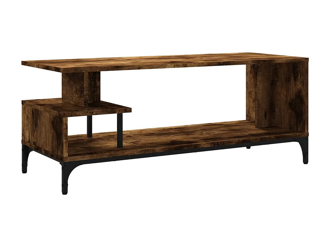 Tv-meubel 102x40x41 cm hout en gepoedercoat staal gerookt eiken