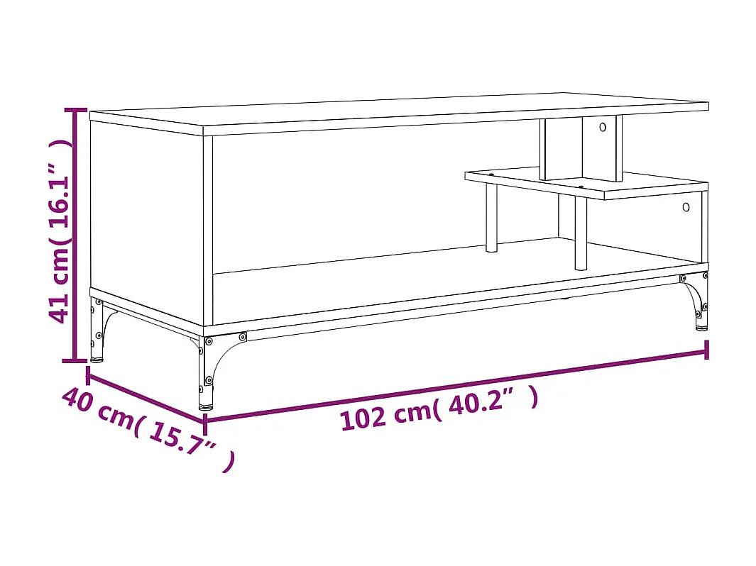 TV-Schrank Räuchereiche 102x40x41 cm Holzwerkstoff und Stahl