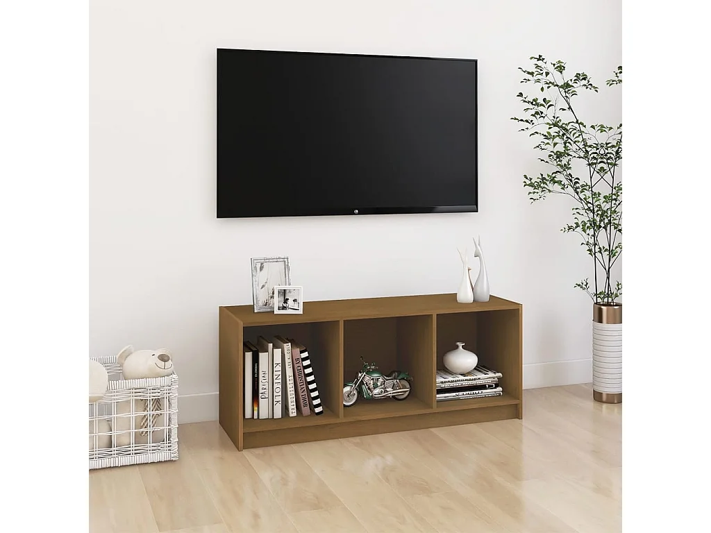 Meuble TV Marron miel 104x33x41 cm Bois de pin massif