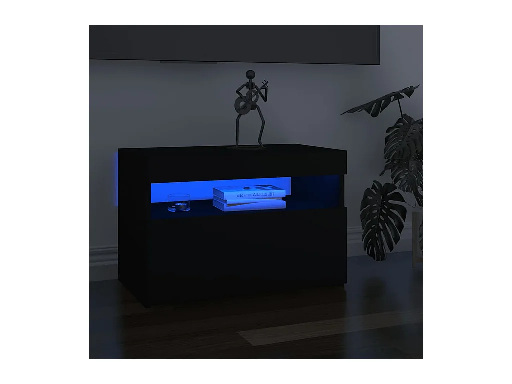 Mueble de TV con luces LED negro 60x35x40 cm