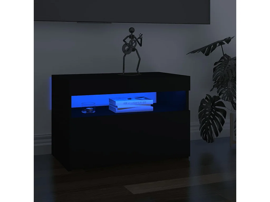 Móvel de TV com luzes LED 60x35x40 cm preto