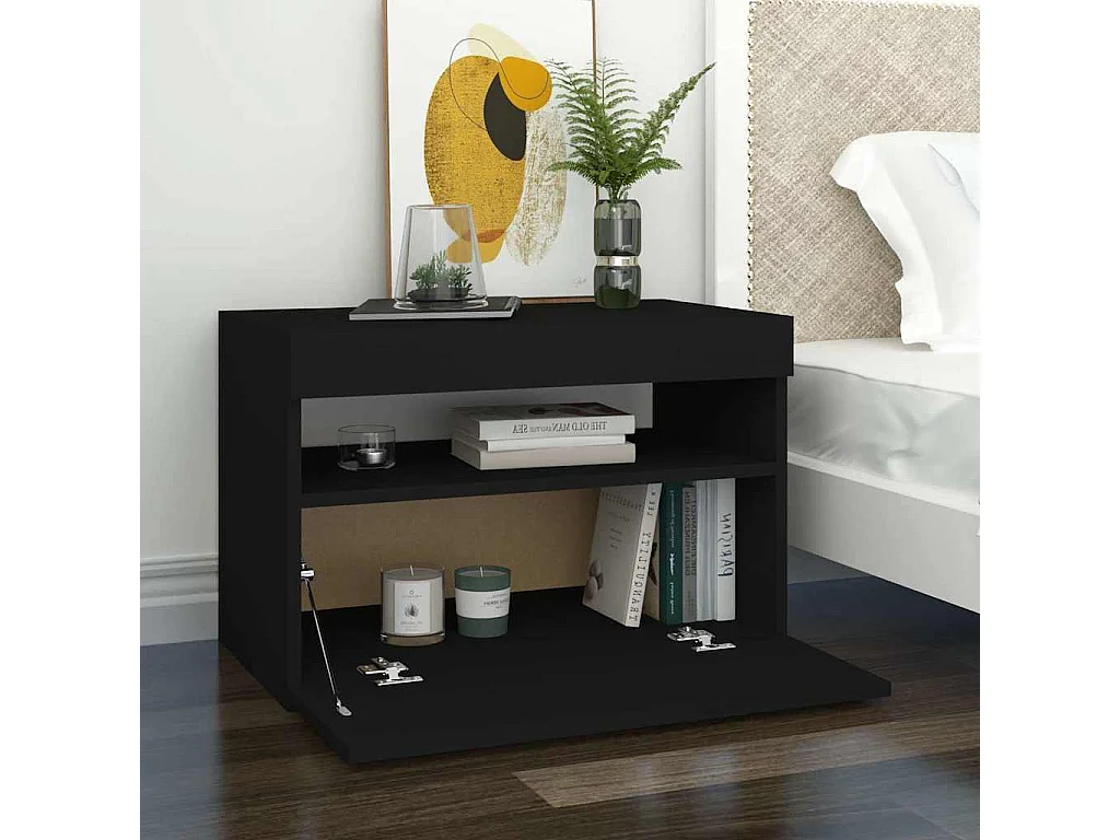 Móvel de TV com luzes LED 60x35x40 cm preto