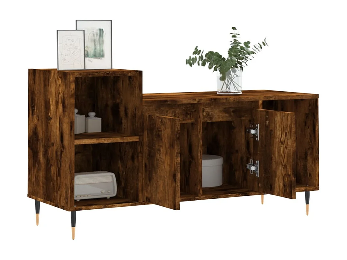 Mobile TV Rovere Fumo 100x35x55 cm in Legno Multistrato