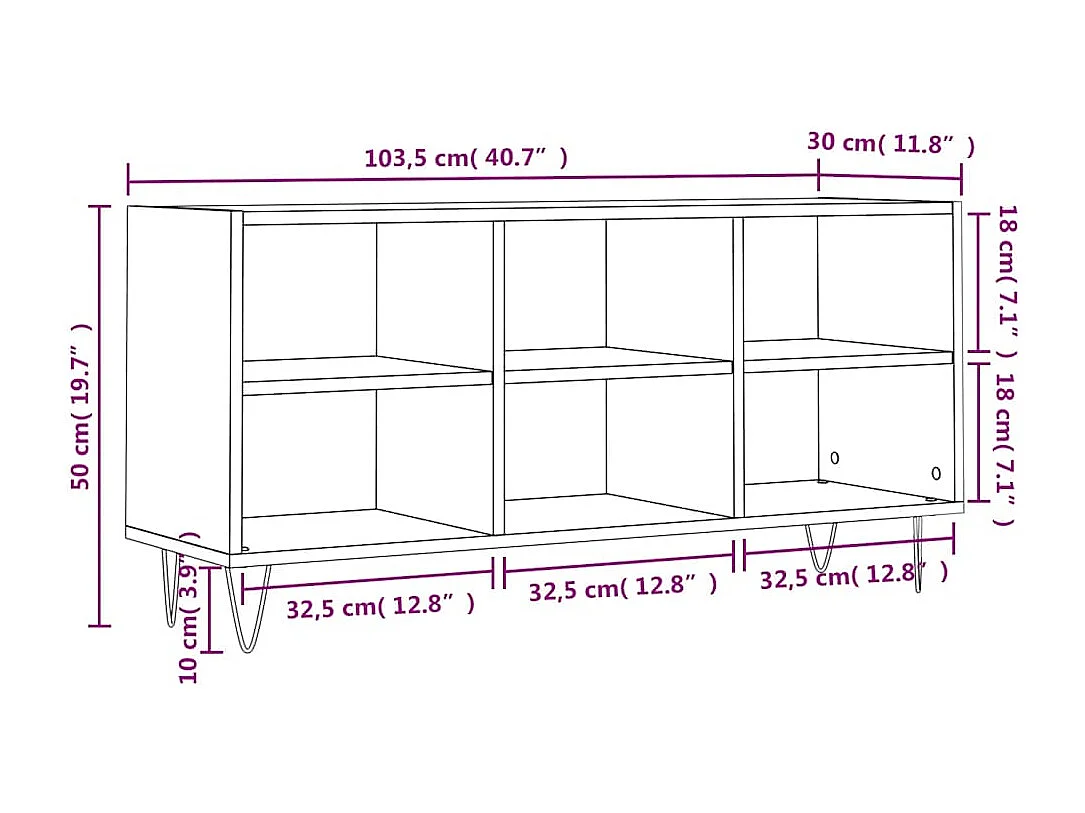 Meuble TV blanc 103,5x30x50 cm bois d'ingénierie