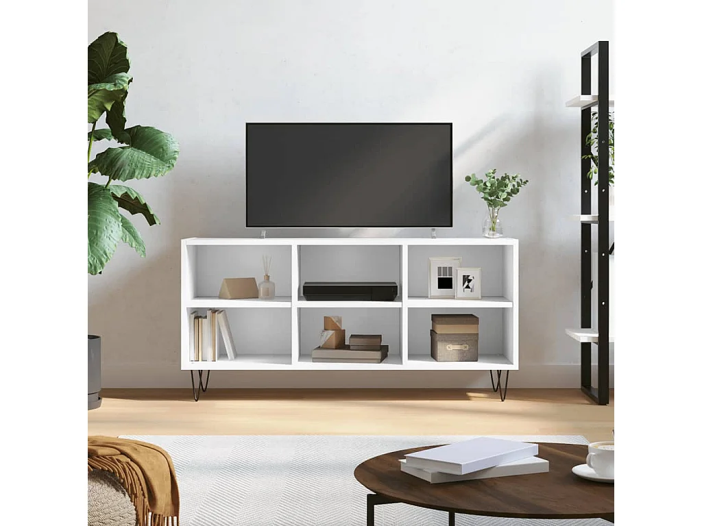 Meuble TV blanc 103,5x30x50 cm bois d'ingénierie