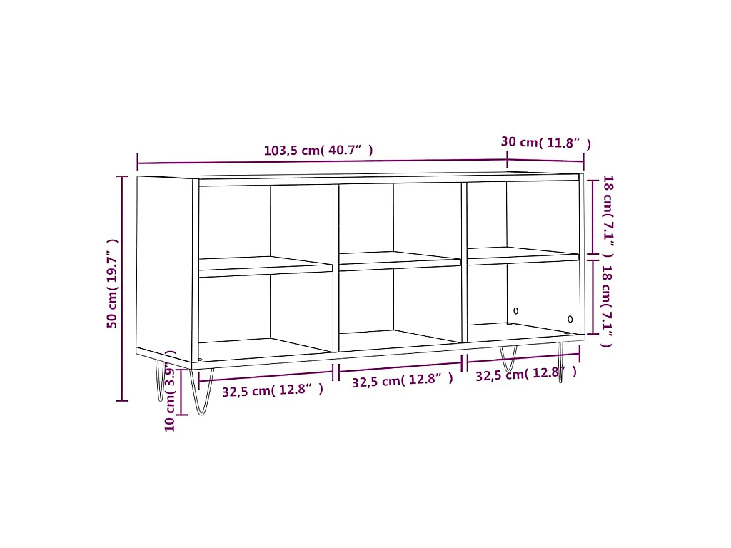Meuble TV blanc 103,5x30x50 cm bois d'ingénierie