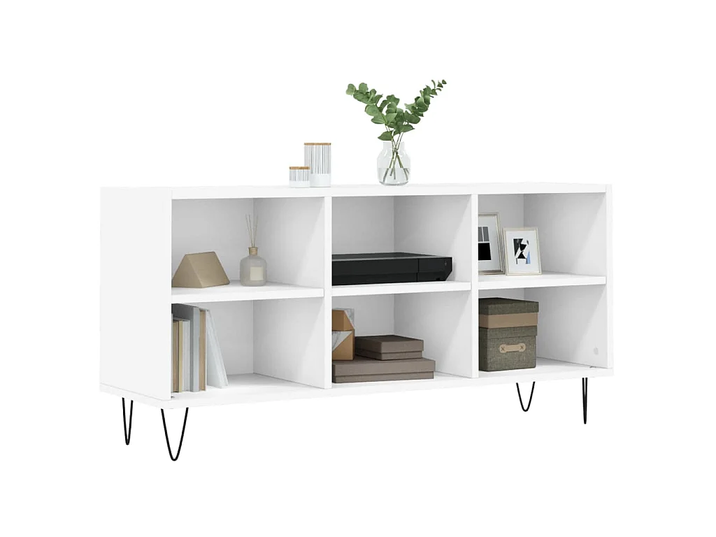 Meuble TV blanc 103,5x30x50 cm bois d'ingénierie