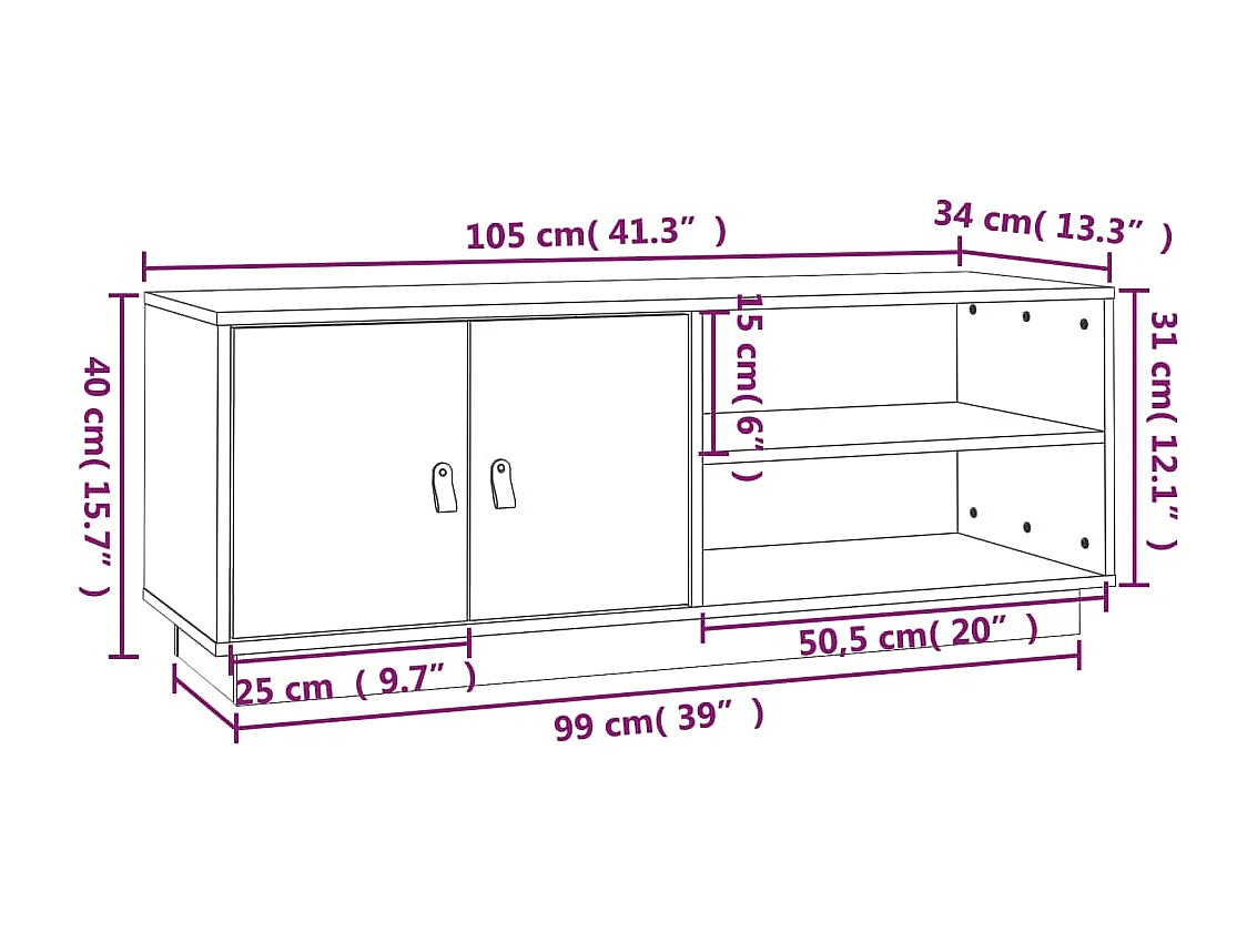 TV-Schrank Honigbraun 105x34x40 cm Massivholz Kiefer