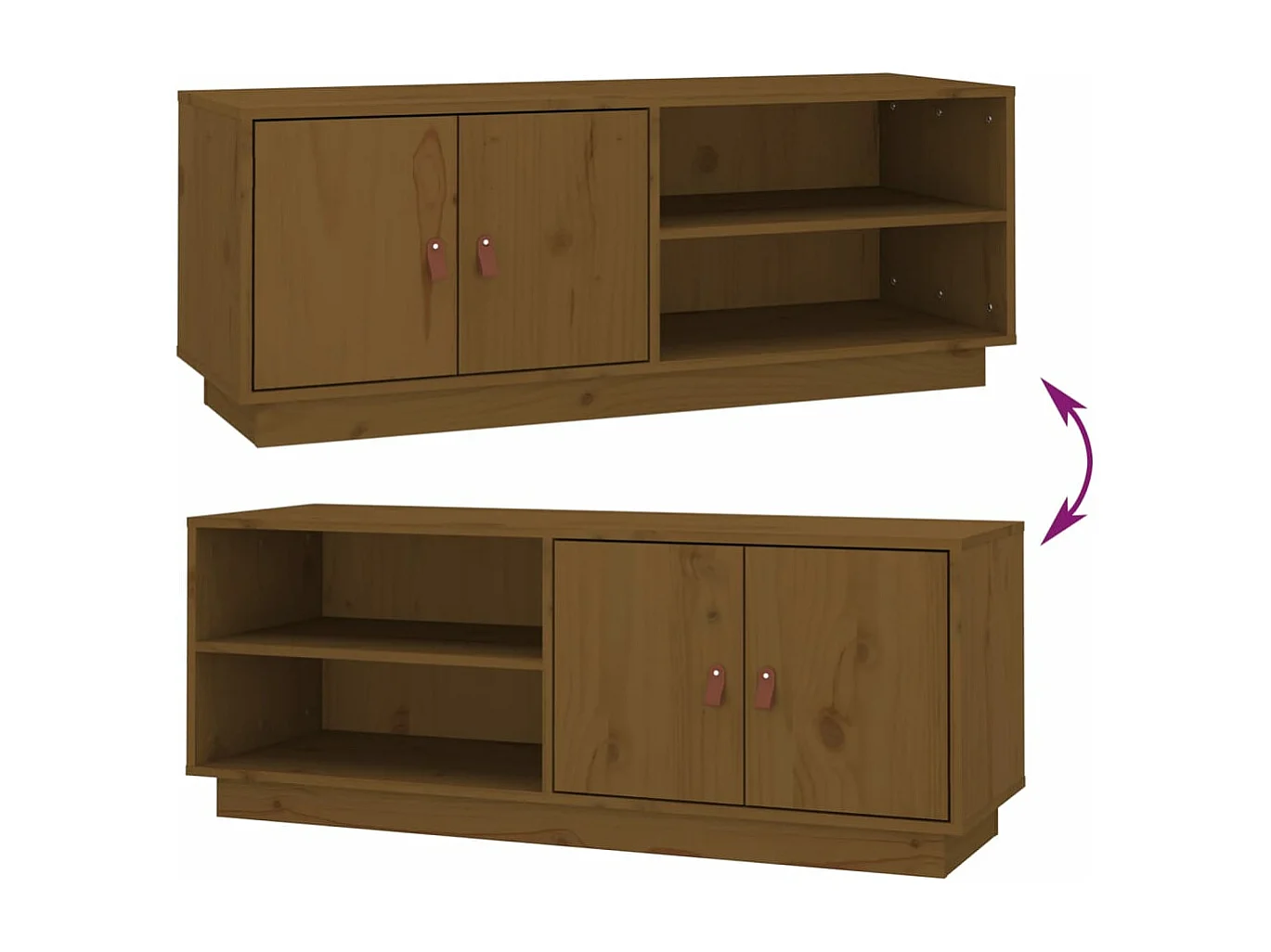 Meuble TV Marron miel 105x34x40 cm Bois de pin massif