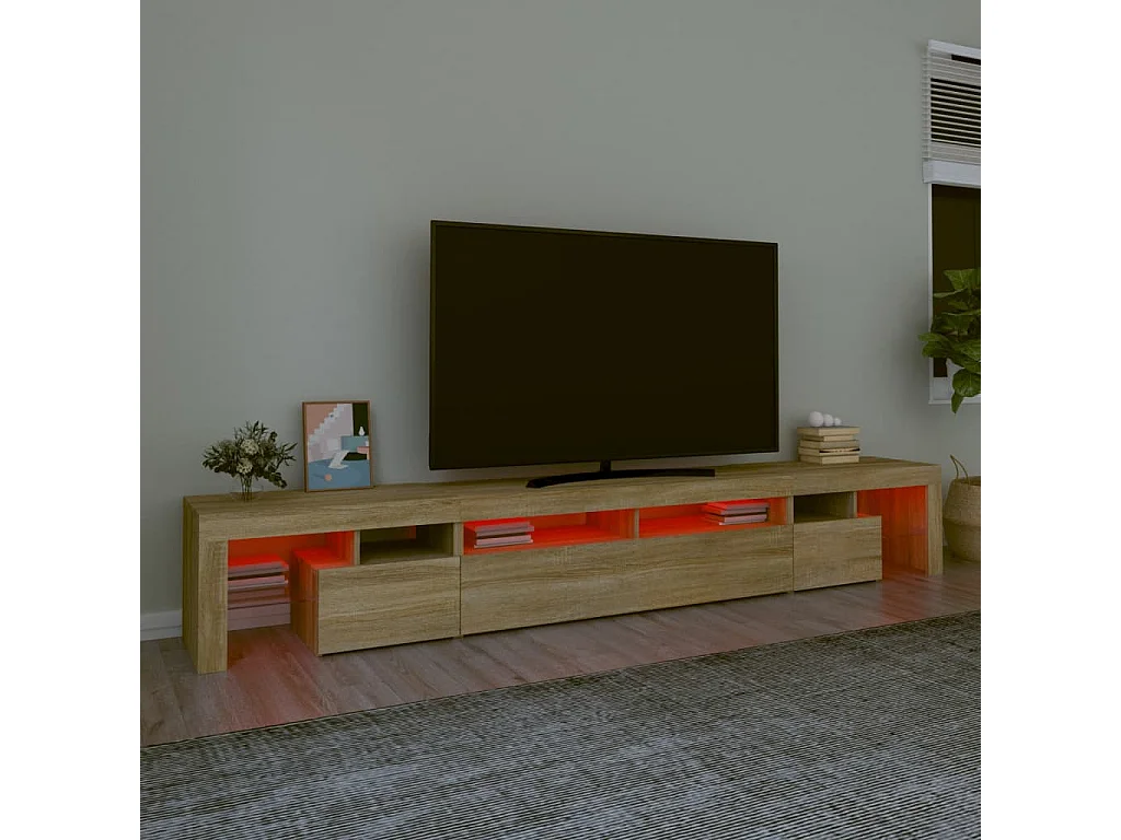 TV-Schrank mit LED-Leuchten Sonoma-Eiche 260x36,5x40 cm