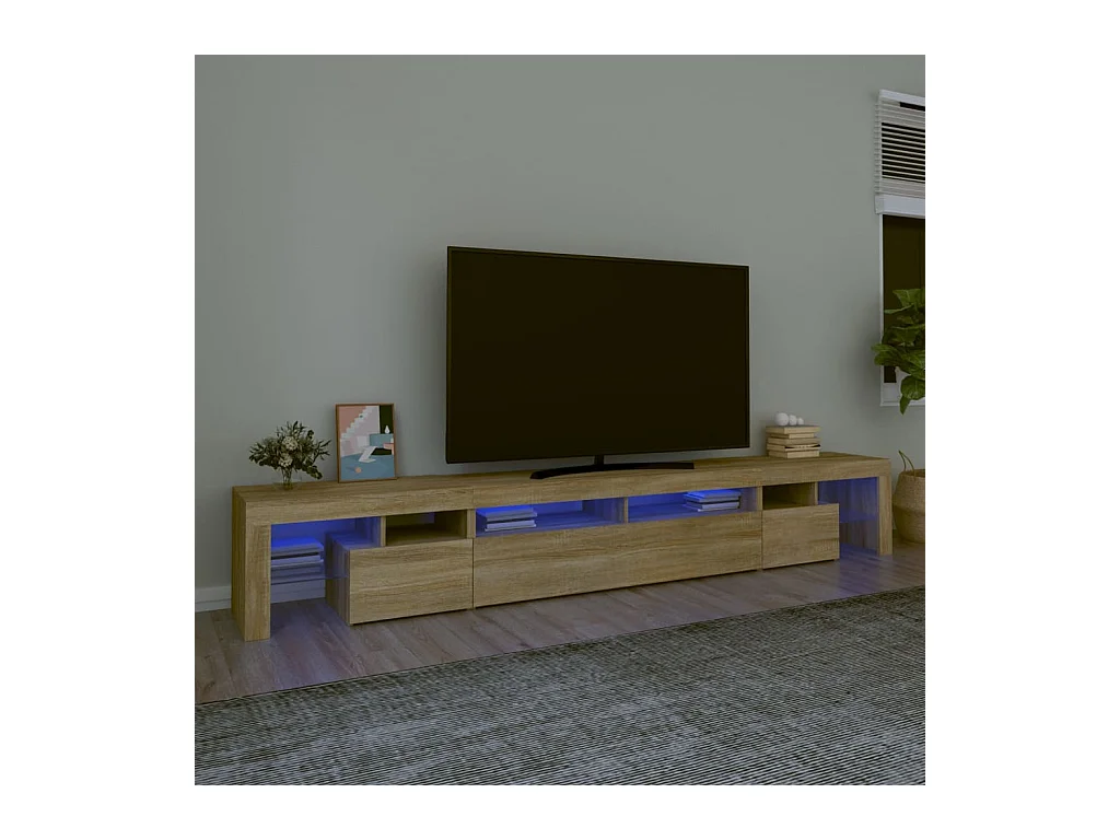 Meuble TV avec lumières LED Chêne sonoma 260x36,5x40 cm