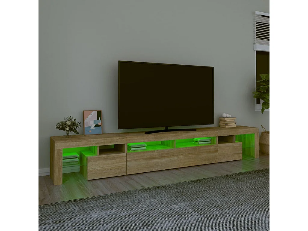 Meuble TV avec lumières LED Chêne sonoma 260x36,5x40 cm
