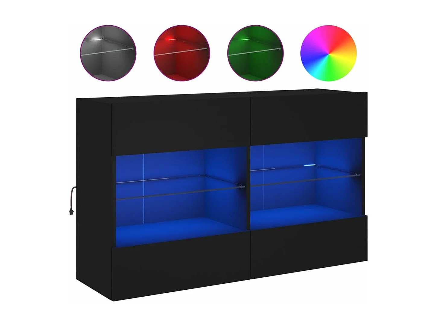 Móvel de parede para TV com luzes LED 98,5x30x60,5 cm preto