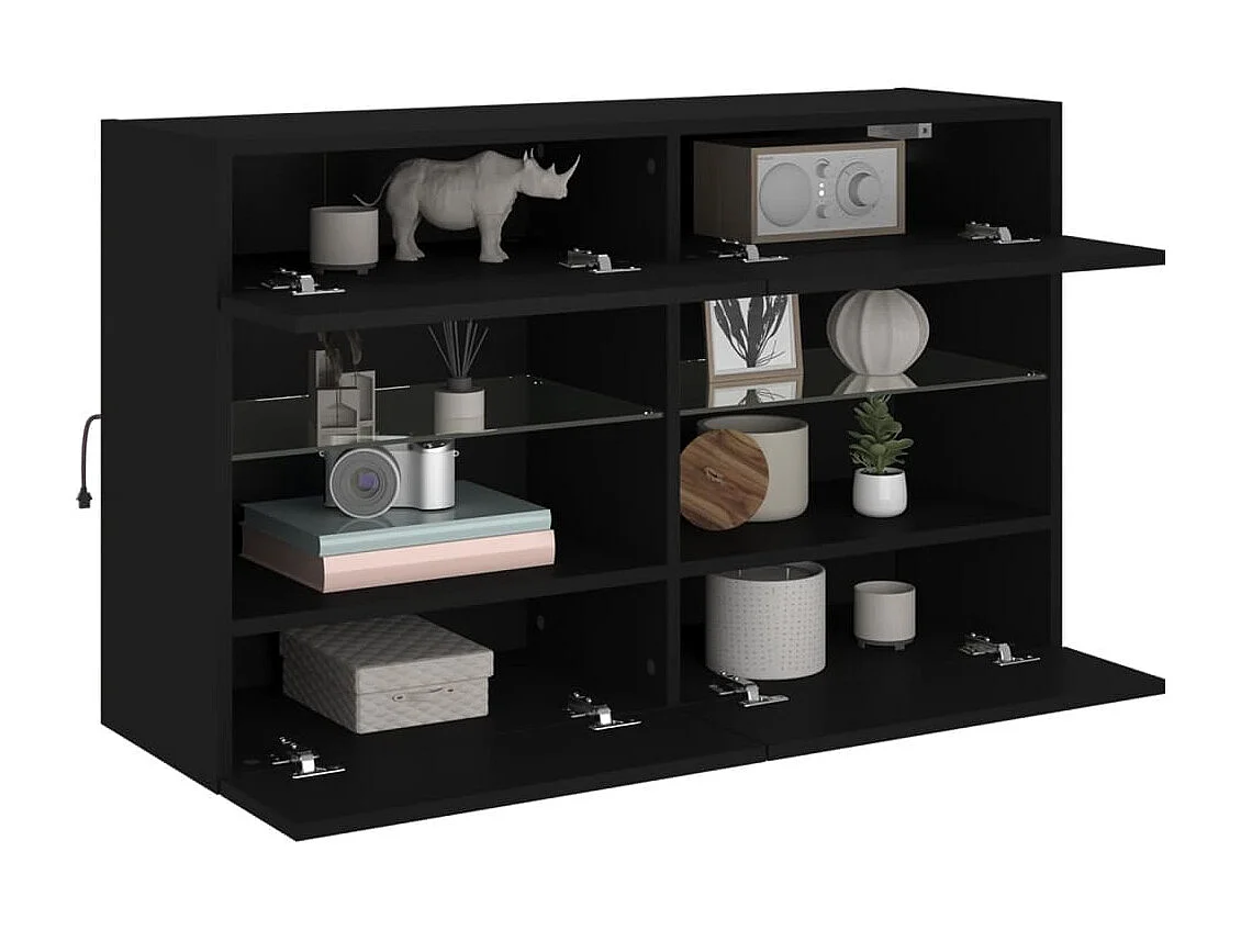 Móvel de parede para TV com luzes LED 98,5x30x60,5 cm preto