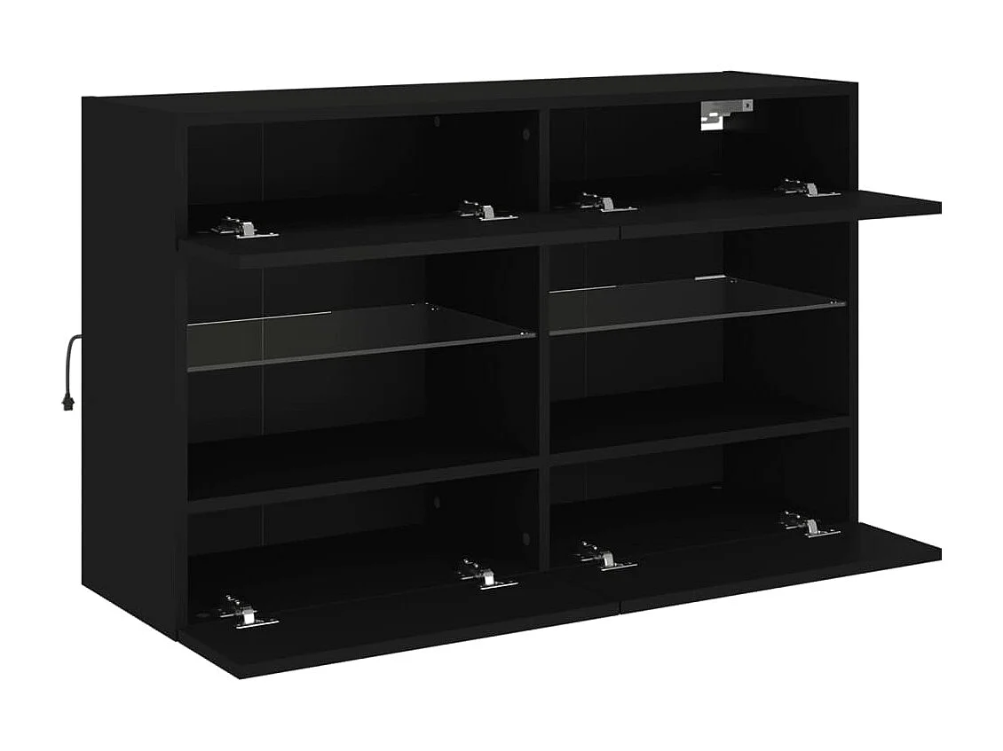 Móvel de parede para TV com luzes LED 98,5x30x60,5 cm preto