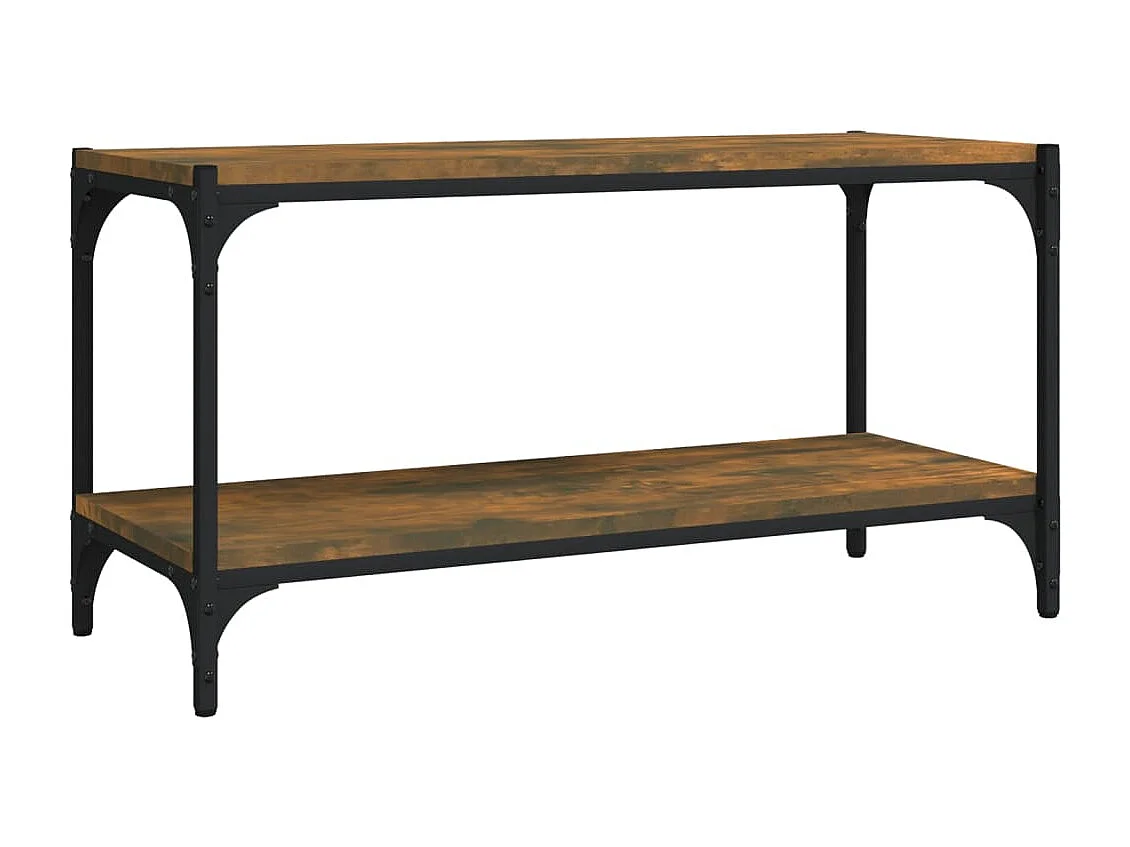 Meuble TV Chêne fumé 80x33x41 cm Bois d'ingénierie et acier