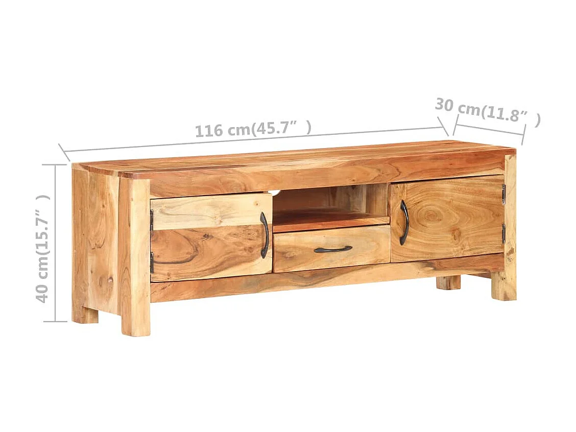 Meuble TV 116x30x40 cm Bois d'acacia massif