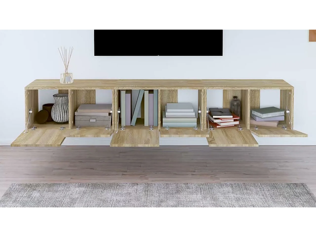 Mobili Porta TV Pensili 3pz Rovere Sonoma 60x30x30 cm