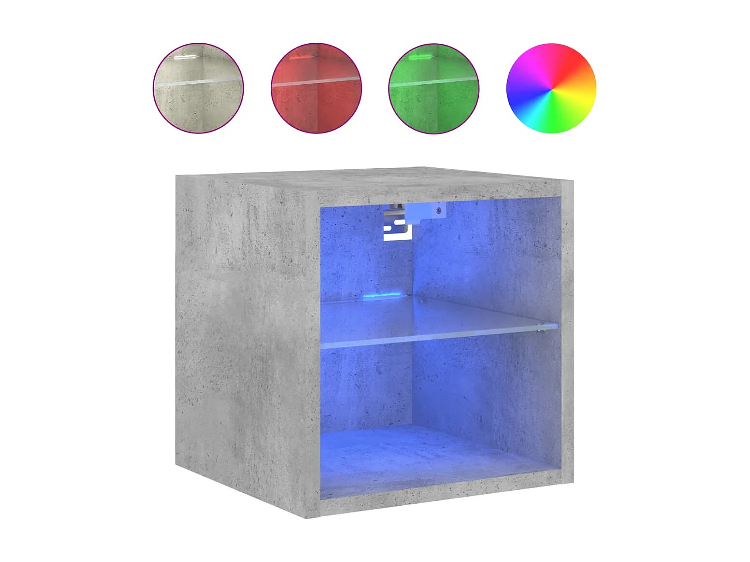 Meubles TV muraux et lumières LED 2pcs gris béton 30x28,5x30 cm