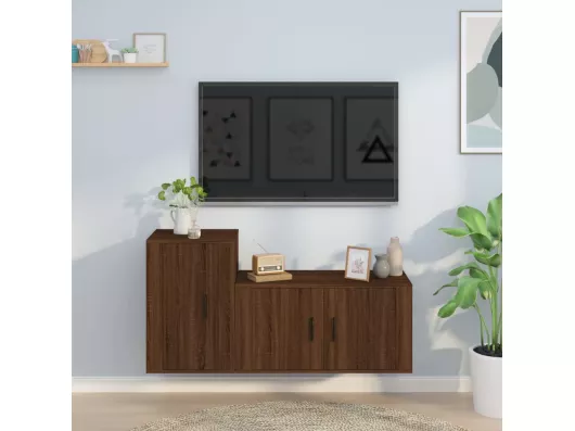 Kauf Unique 2-tlg. TV-Schrank-Set Braun Eichen-Optik Holzwerkstoff