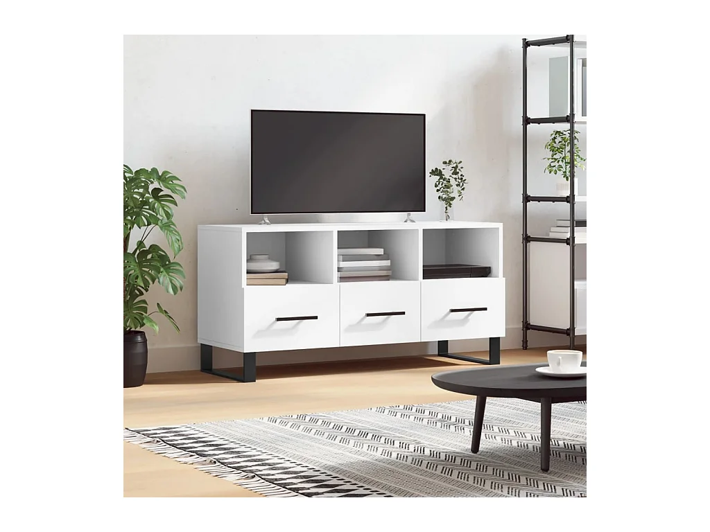 Meuble TV blanc 102x36x50 cm bois d'ingénierie