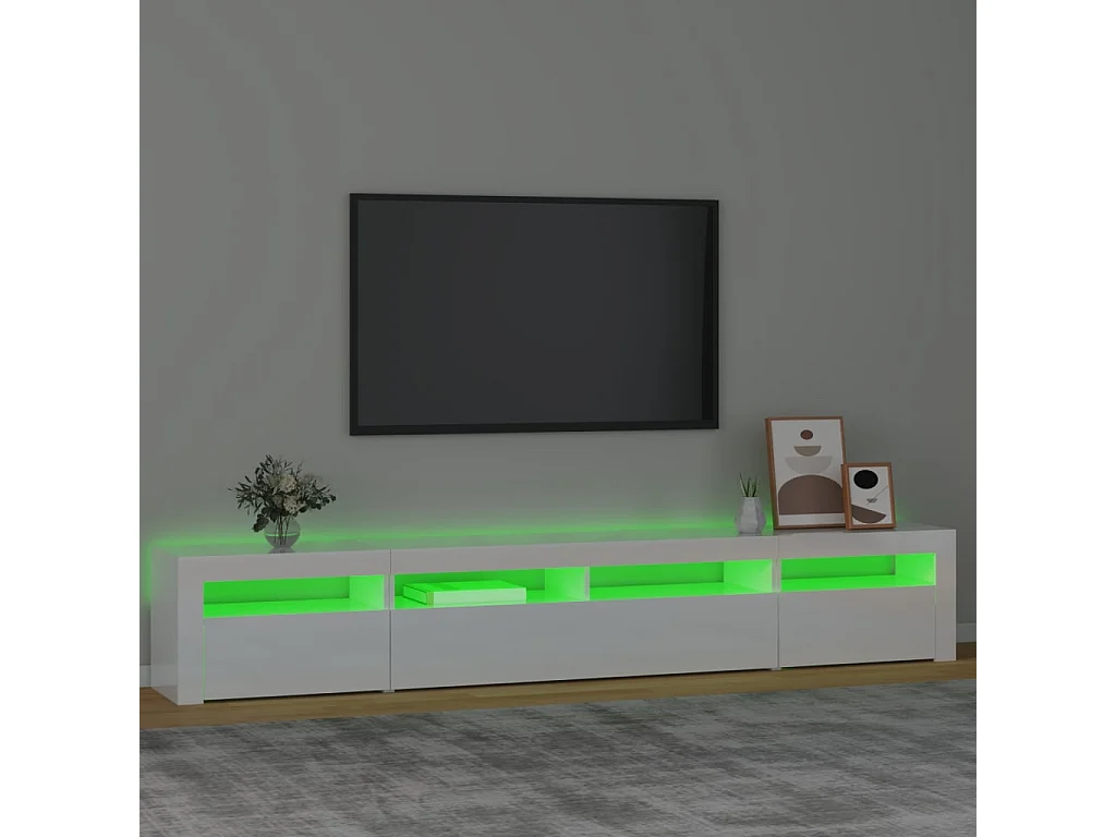 TV-Schrank mit LED-Leuchten Hochglanz-Weiß 240x35x40 cm