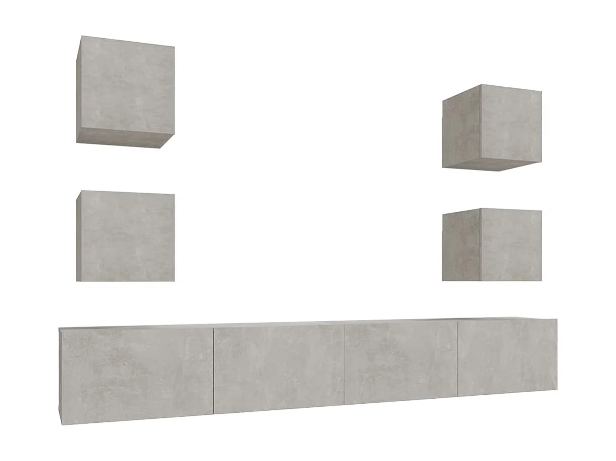 6-tlg. TV-Schrank-Set Betongrau Holzwerkstoff