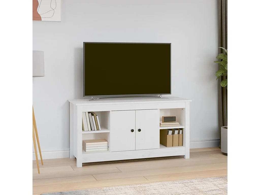 TV-Schrank Weiß 103x36,5x52 cm Massivholz Kiefer