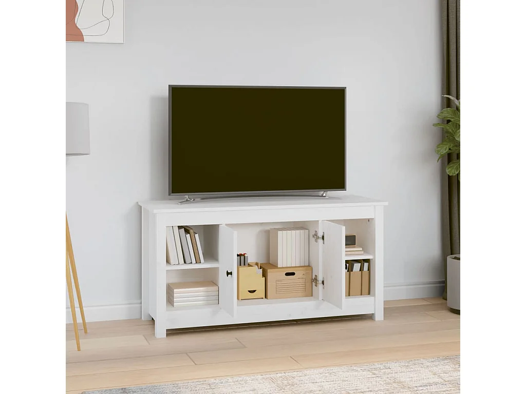 TV-Schrank Weiß 103x36,5x52 cm Massivholz Kiefer