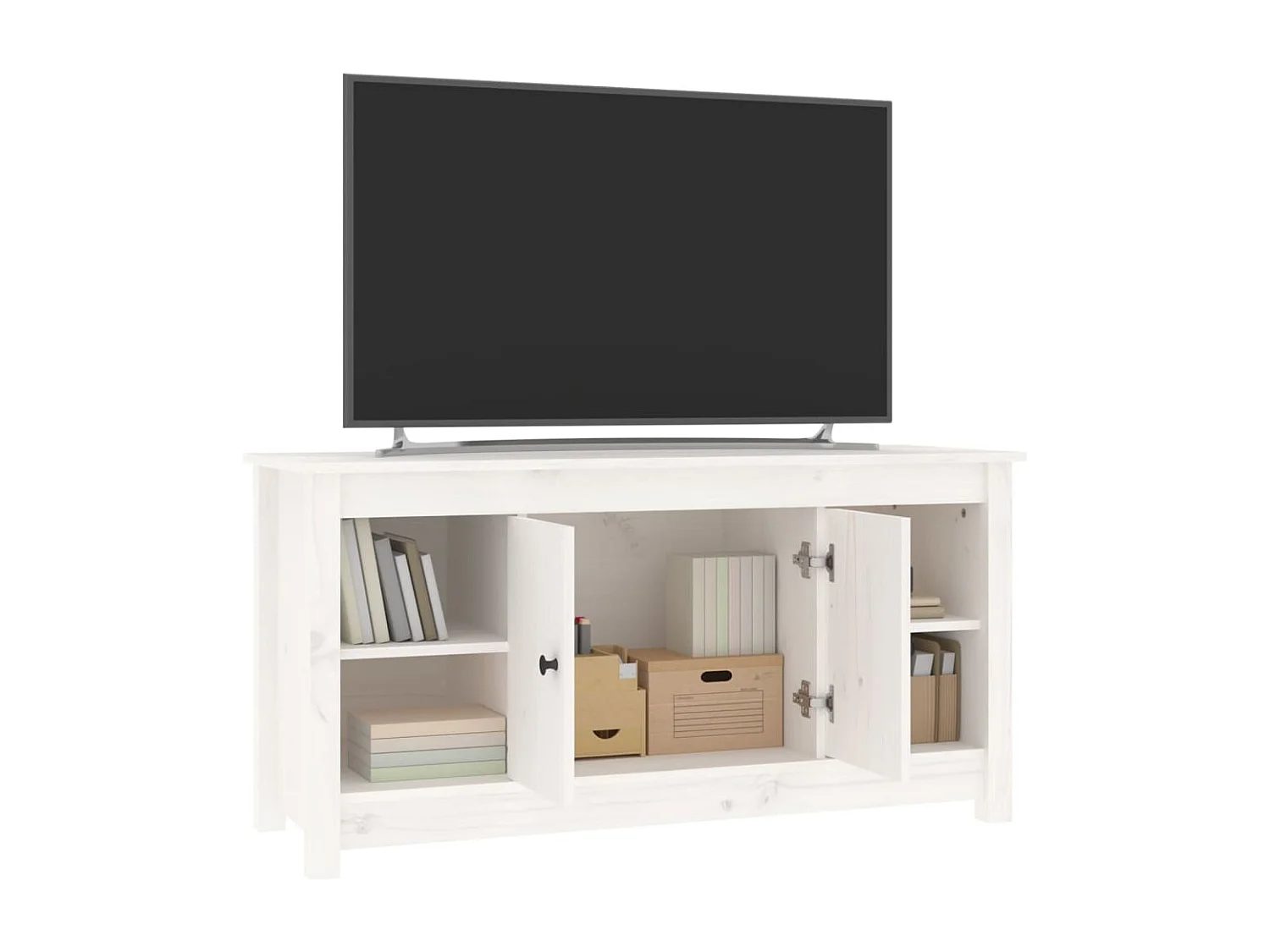 TV-Schrank Weiß 103x36,5x52 cm Massivholz Kiefer