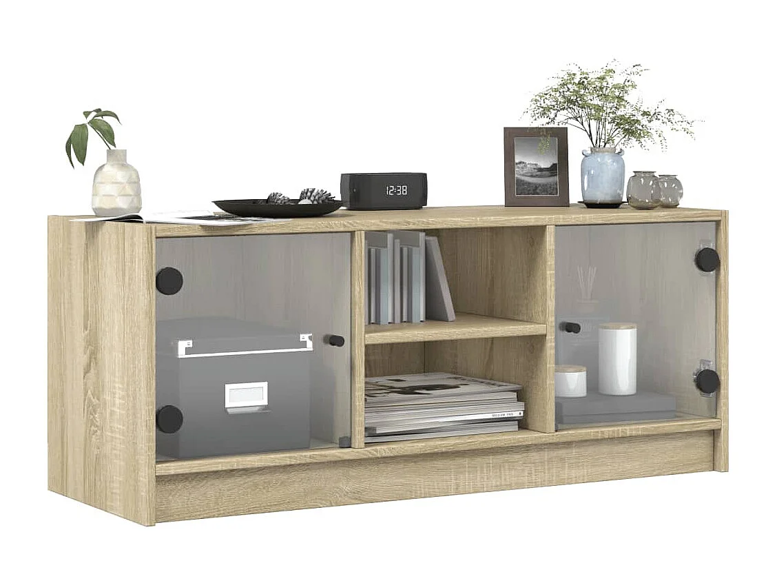 TV-Schrank mit Glastüren Sonoma-Eiche 102x37x42 cm