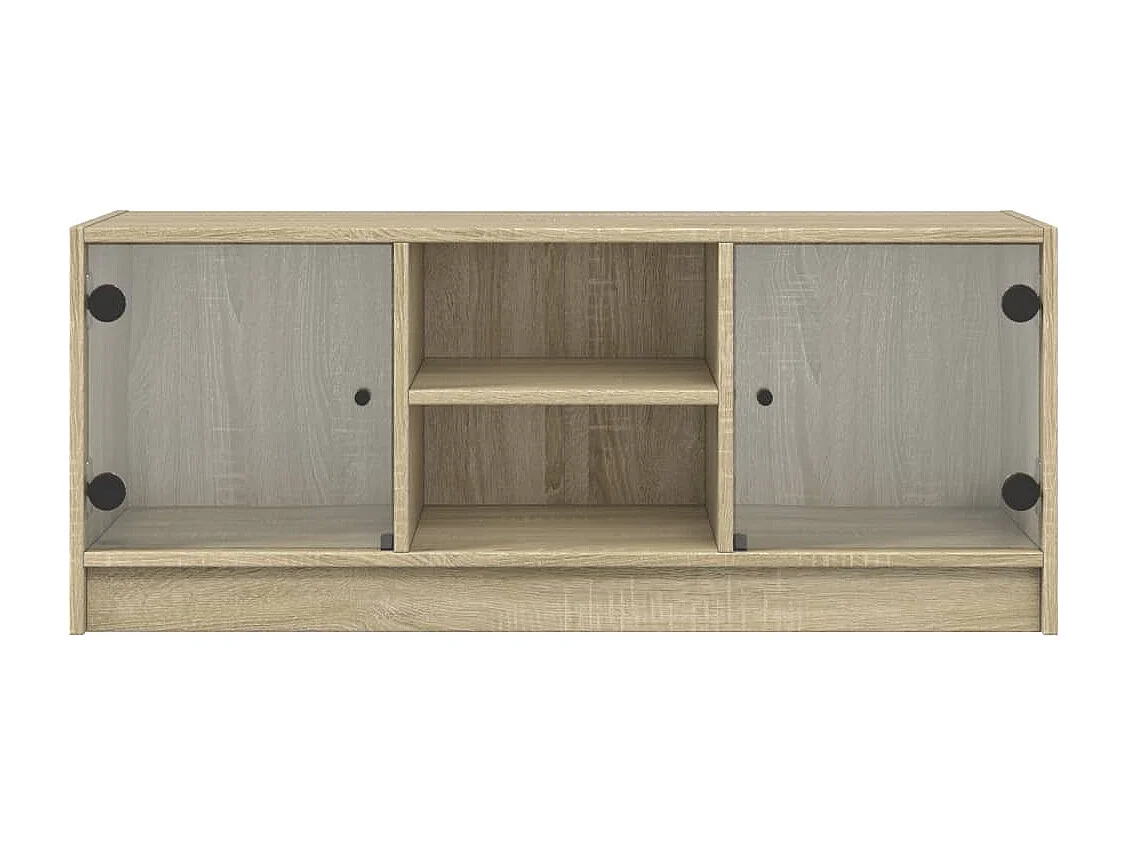TV-Schrank mit Glastüren Sonoma-Eiche 102x37x42 cm