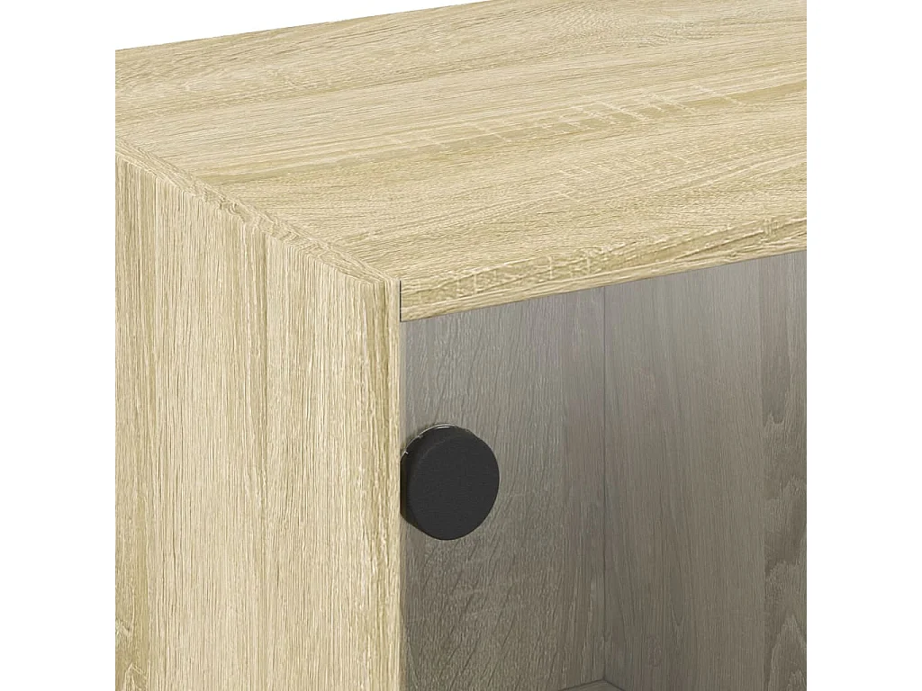 Móvel de TV c/ portas de vidro 102x37x42 cm carvalho sonoma