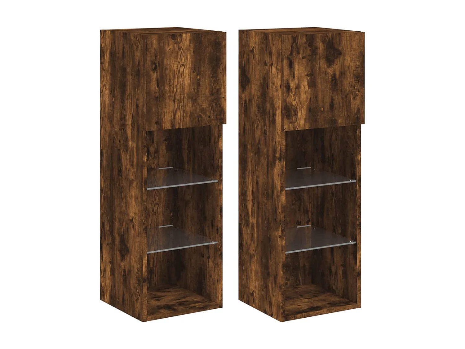 Meubles TV avec lumières LED 2 pcs chêne fumé 30,5x30x90 cm