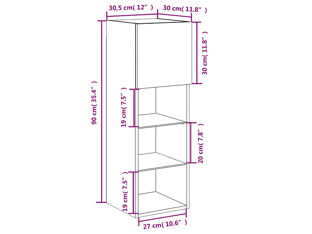 Meubles TV avec lumières LED 2 pcs chêne fumé 30,5x30x90 cm