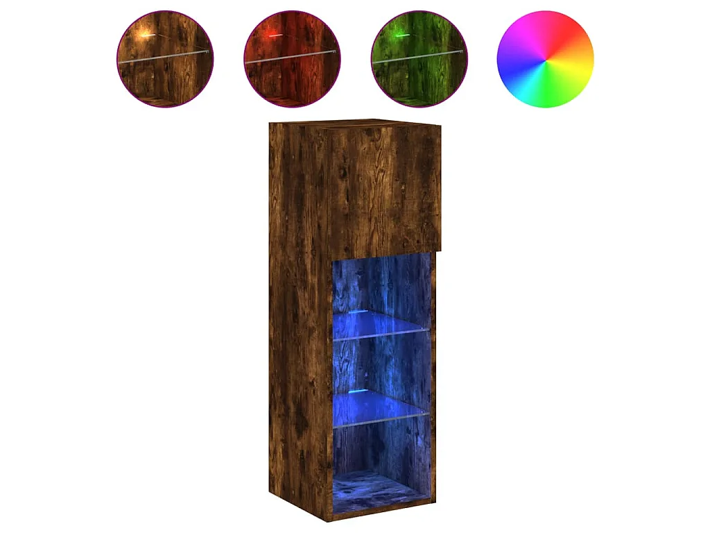 Meubles TV avec lumières LED 2 pcs chêne fumé 30,5x30x90 cm