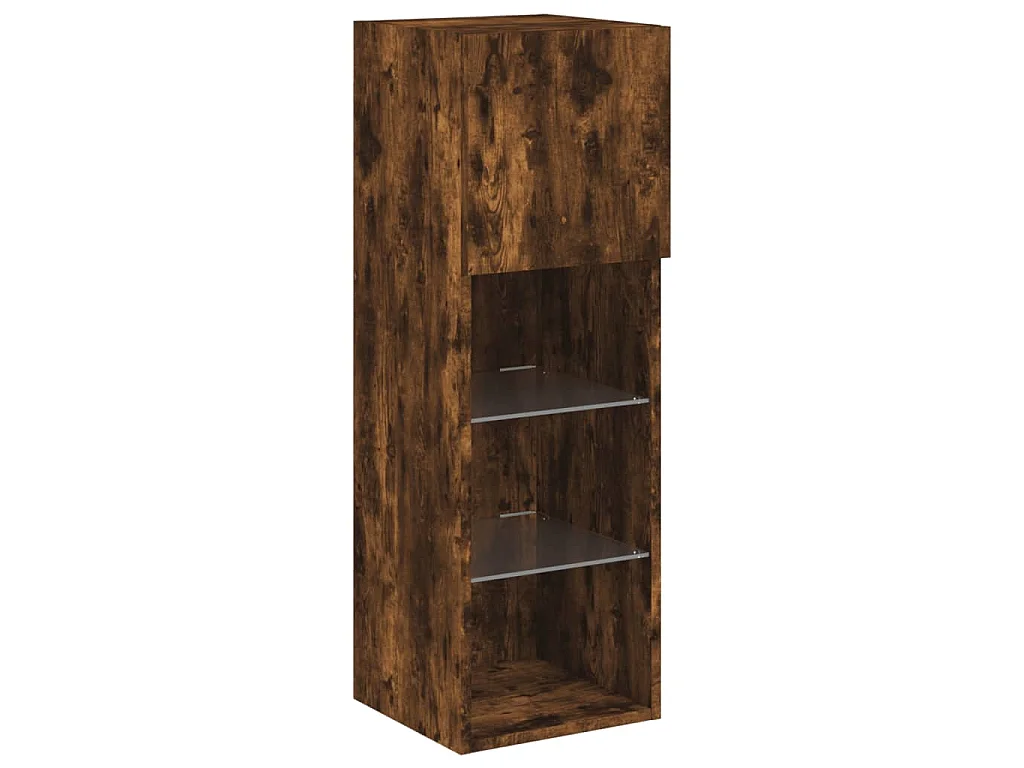 Meubles TV avec lumières LED 2 pcs chêne fumé 30,5x30x90 cm