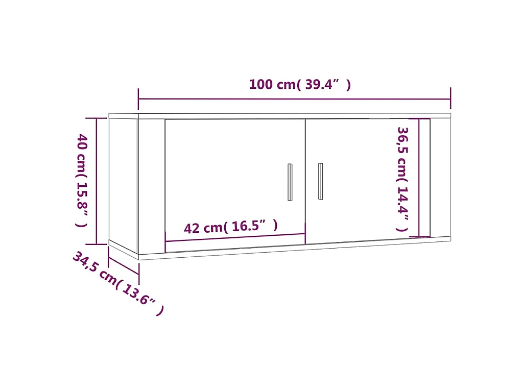 Meubles TV muraux 2 pcs blanc 100x34,5x40 cm