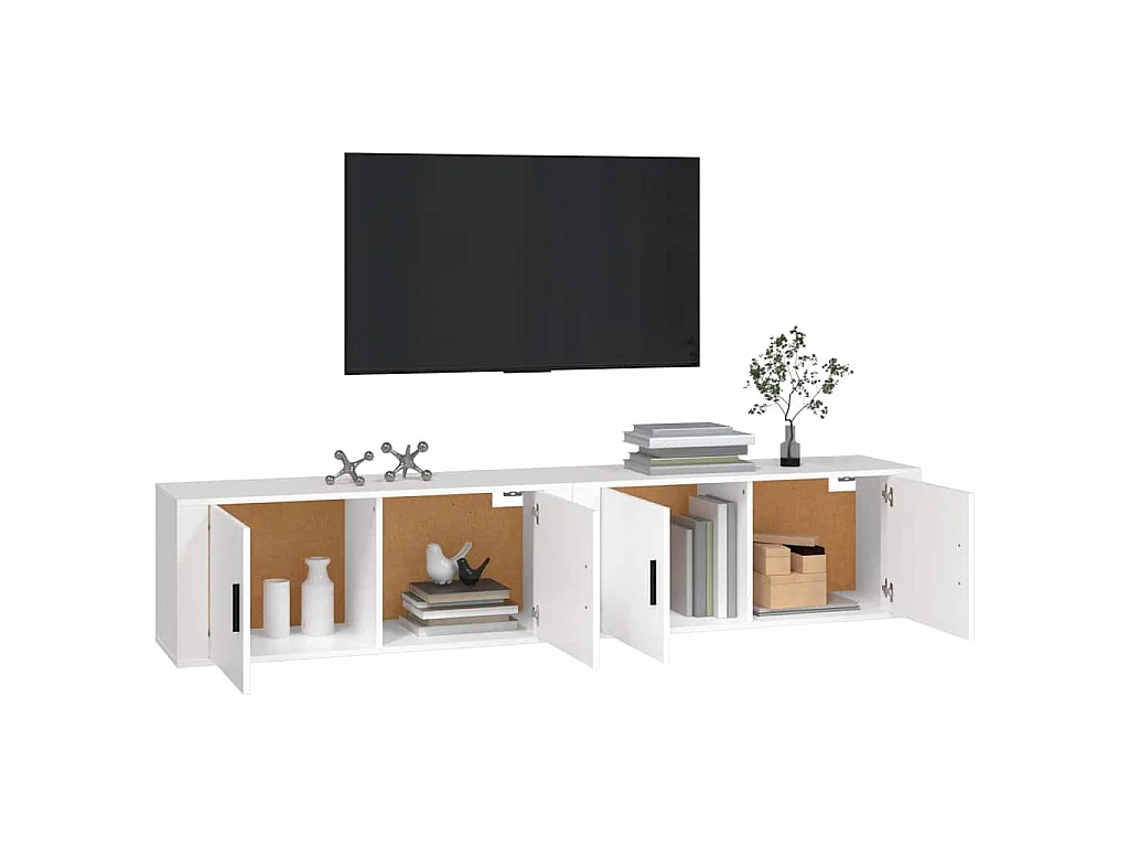 Móveis de TV de parede 2 pcs 100x34,5x40 cm branco