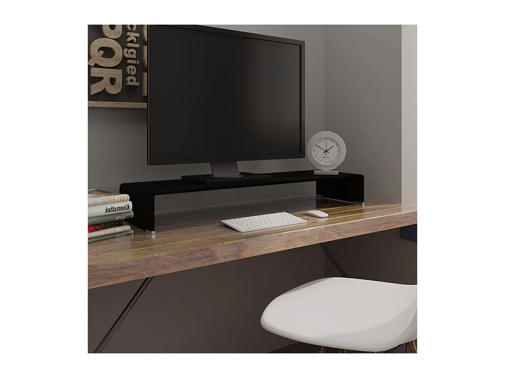 Mobile/Rialzo Porta TV in Vetro Nero 100x30x13 cm